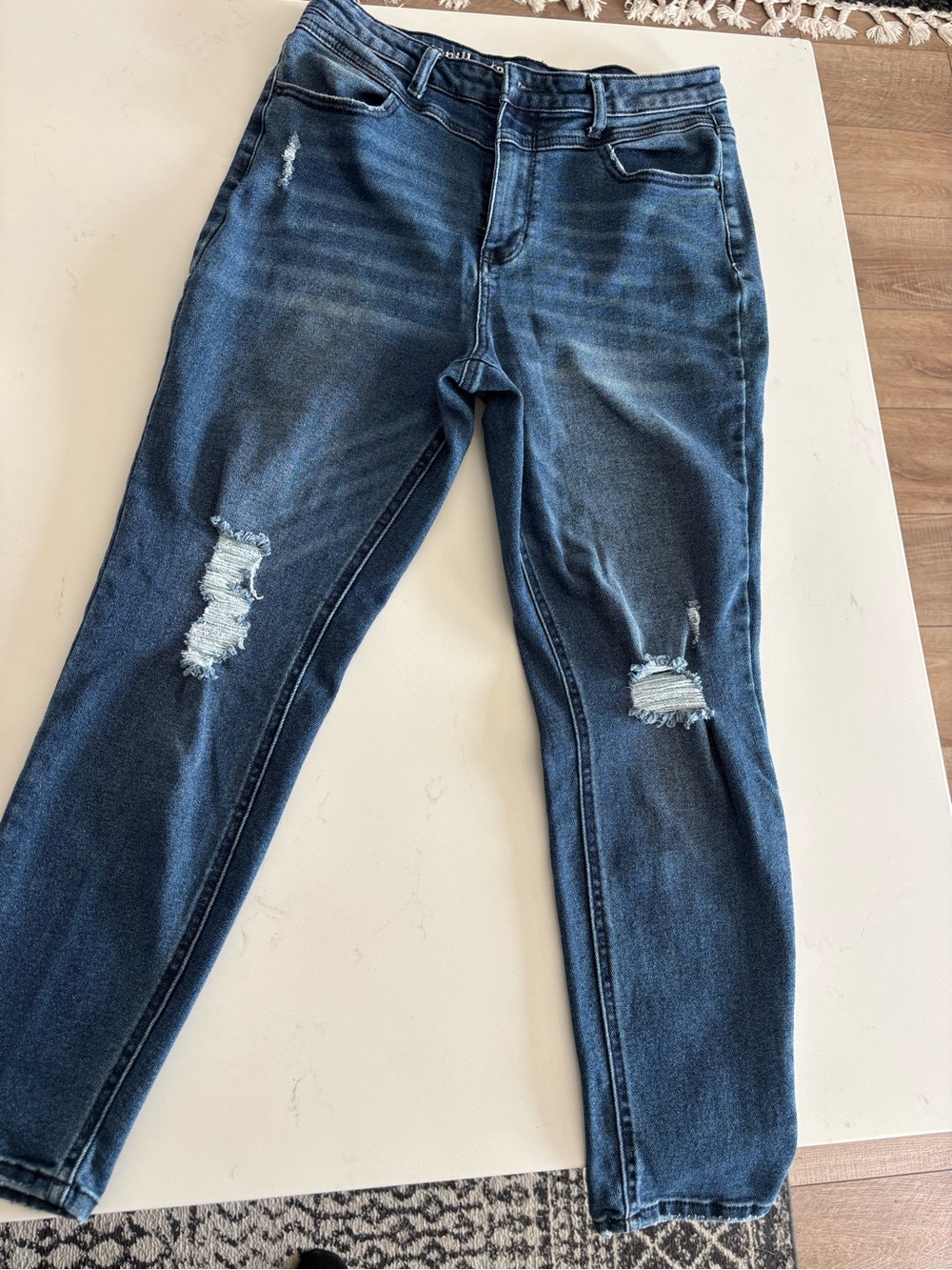 Vanilla Star Dark Blue Distressed Boyfriend Jeans